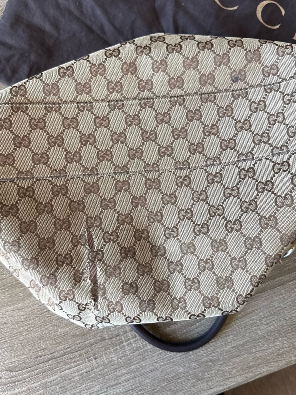 Gucci Beige GG Canvas Tote with Brown Leather Handles - Picture 5 of 8